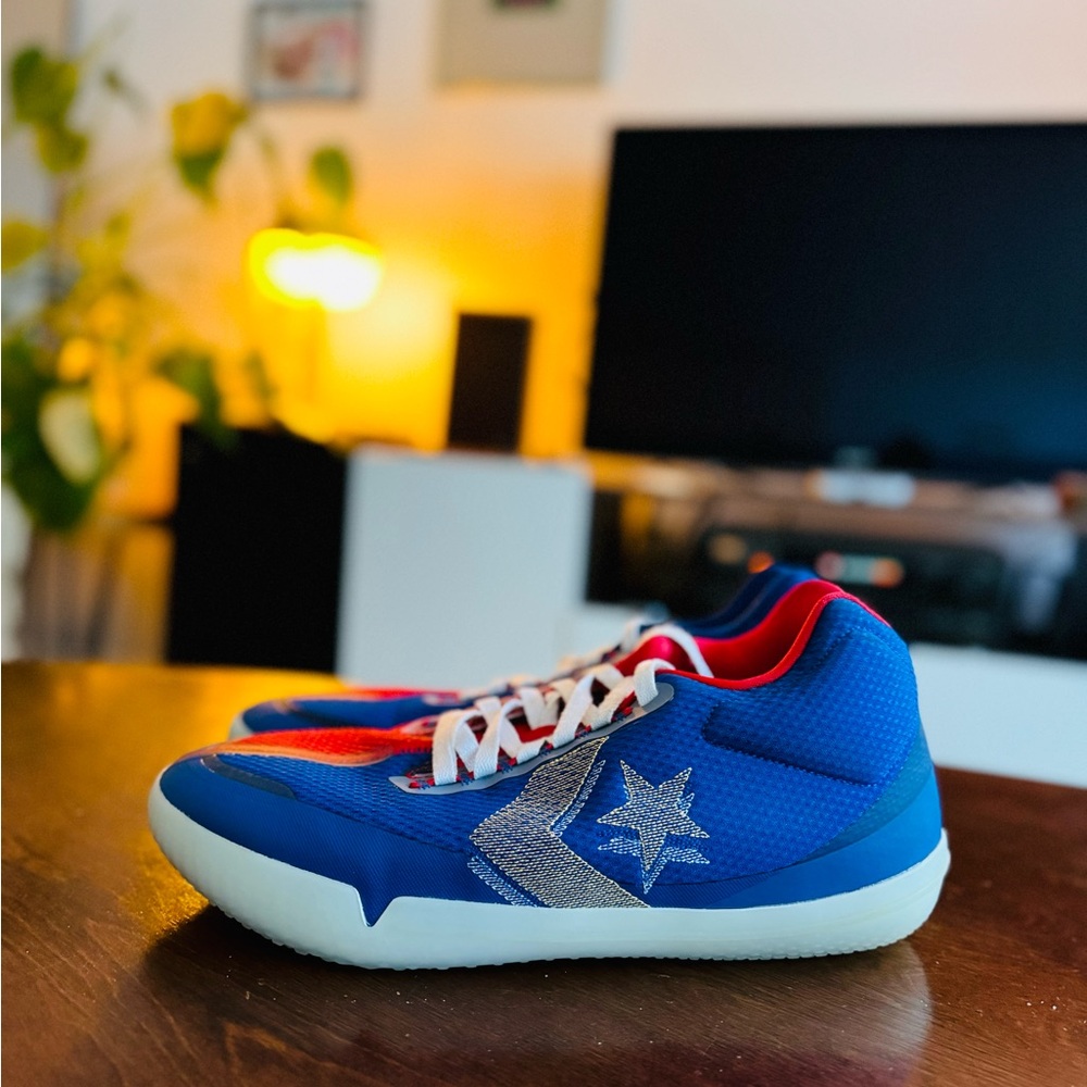Converse Blue and Red Athletic Shoes with Star Logo